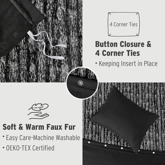 Intelligent Design Full Duvet Cover Set, Faux Fur Duvet Cover Set 3 Piece - Picture 4 of 6